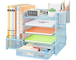 Bureau-organizer met archiefkast en pennenhouders, 5 verdiepingen, multifunctioneel, roze