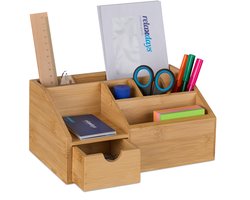 bureau organizer - met lade - 6 vakken - bamboe