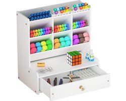Bureau-organizer met lade, wit, grote inhoud, zelfmontage, pennenhouder, opbergstandaard voor kantoorbenodigdheden, voor kantoor, school en thuis