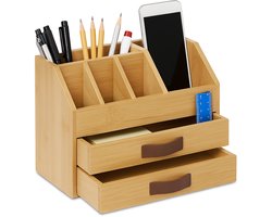 Bureau organizer met lades - 19 x 24 x 14 cm - bamboe