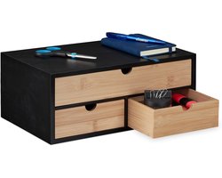 Bureau organizer met lades van bamboe en MDF - Compact desk organizer voor kantoor en thuis