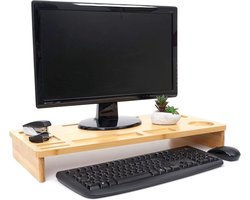 Bureau Organizer met Monitorverhoger en Opbergvakken - Bamboe Bureau-opzetstuk voor Betere Houding