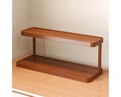 Bureau-organizer met twee niveaus, displayrek voor op het aanrecht, ideaal voor kantoor, studentenkamer, keuken en badkamer. Perfect voor kruiden, beeldjes, planten, koffie, make-up en boeken. Eenvoudig te monteren opbergrek - L40cm