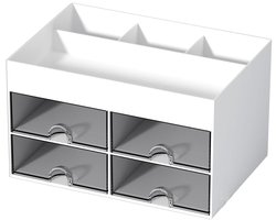 Bureau-organizer- Multifunctionele -Pennenhouder-Bureau-organizer met 4 lades-Make-up organizer -voor leraren Kantoor School Thuis Tafeldecoratie-wit