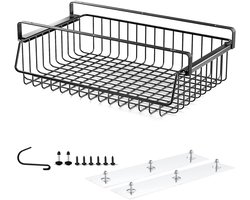 Bureau organizer - Onder bureaulade-organizer - Lade onder bureau - Verborgen bureaulade - Voor planken, bureaus en tafels - Zwart - 33*24*12 cm - Metaal