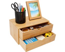 Bureau Organizer - Opbergdoos Bureaublad - Thuiswerkplek Inrichten - Met Twee Laden - 33 x 19 x 16 cm