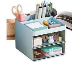 Bureau Organizer - Opberger Box - Bureau Opruimen - Verticale Ruimte - 16.4 cm Hoog - Blauw