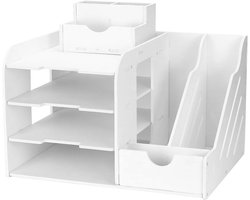 Bureau Organizer - Opberger Bureau - Kantoor Organiseren - Hout-kunststof Composiet - A4 Formaat - Wit