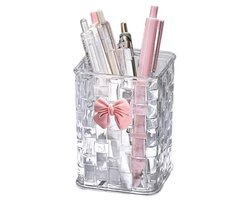 Bureau organizer - Organizer - Opbergmand - Opbergdoos - Bureau accessoires - bureauorganizer pennenbakje - bureau organizer pennenbak - badkamerkast - badkamermeubel - Strik - doorzichtige wit - 1 stuk