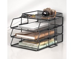 Bureau Organizer - Papier Sorteerder - Bureau Opruimen - Stapelbare Lades - 4 Lagen - Zwart