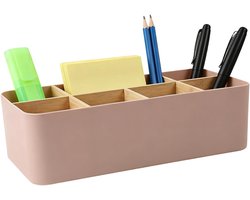 Bureau-organizer van bamboe met 8 vakken, afneembare opbergdoos voor pennen en cosmetica, stijlvolle bureau-accessoires voor een opgeruimd bureau