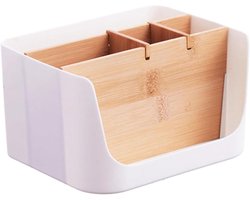 Bureau-organizer van hout en bamboe met 5 vakken - Voor kantoor en woonkamer