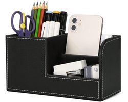 Bureau-organizer van leer - Ruimtebesparend - Zwart