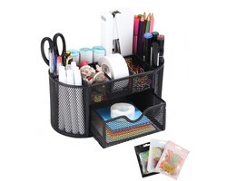 Bureau-organizer voor kantoorbenodigdheden, metalen opbergrek, 9 compartimenten