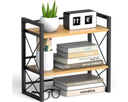 Bureau Planken - Opzetkastje Bureau - Bureau Organiseren - Dubbellaags Ontwerp - 40 x 20 x 36.5 cm - Houtkleurig