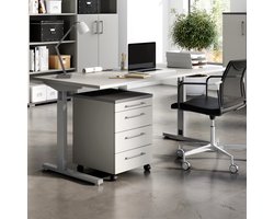Bureau Presley 180cm mechanisch verstelbaar - lichtgrijs/zilver - Germania - Outlet - Grijs - Metaal; Spaanplaat - Outlet -