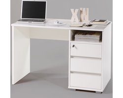 Bureau Primos 110cm met 3 lades - wit - Emob - Bureau - Wit - Spaanplaat