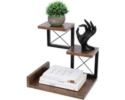 Bureau rek met 3 verdiepingen - Houten organizer voor boeken en accessoires - Ruimtebesparende etagère