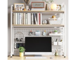 Bureau Rekken - Opbergplanken - Thuiswerkplek Inrichten - Stalen Frame Teak Board - Verschillende Maten - Zwart Wit