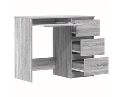 Bureau – Schrijftafel – Computertafel – Werkplek – Studieplek – Modern Design – 90x45x76 cm – Gemaakt van Duurzaam Hardwood – 2 Lades Met Open Planken – Gemakkelijk Montage – Mixed Color Afwerking