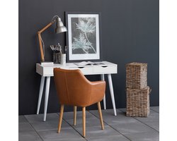 Bureau / sidetable Camelia 110 x 50cm met 3 laden - wit / wit