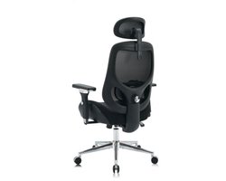 Bureau stoel 59,94 x 74,93 x 124,97-133,1 cm Zwart Metaal Stoel Computertstoel Studie stoel Leesstoel Ergonomisch ontwerp Met 4D verstelbare armleuningen Verstelbare hoogte Geschikt voor kantoor, werkruimte