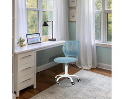 Bureau Stoel Kinderen - Studie Stoel - Comfortabel Zitten - In Hoogte Verstelbaar - 44 x 40 x 87CM - Blauw