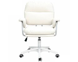 Bureau stoel Stoel Armleuning stoel Relaxfauteuil Make-up stoel Geschikt voor kantoor Studie Kamer Woonkamer 65 x 64 x 88-98 cm Wit Kunstleer