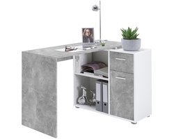 Bureau Texas Beton - 83x117cm - Met opbergruimte - Hoogte 74 cm - Met lades