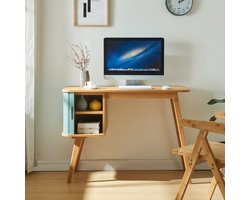 Bureau Tysvær 75x105x48 cm naturel en blauw [en.casa]