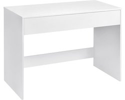 Bureau van 100 cm met lade, geschikt als computerbureau, kaptafel of werktafel voor thuis- of klein kantoor. Kleur: wit.