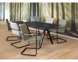 Bureau vergadertafel Victory breed 200CM diep 100CM kleur frame Zwart (RAL9005) kleur blad Robson Eiken