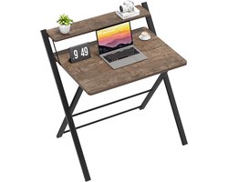 Bureau voor Kleine Ruimtes met Inklapbare Functie en Plank, Geen Montage Nodig, Donkerbruin