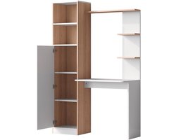 Bureau – Werkplek – Bureautafel – Computerbureau – Kantoormeubel – Metalen Sta Bureau – Met Opbergruimte en Boekenkast – Duurzaam en Ruimtebesparend – Modern Design Zonder Hout