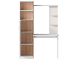 Bureau – Werkplek – Bureautafel – Computerbureau – Kantoormeubel – Metalen Sta Bureau – Met Opbergruimte en Boekenkast – Duurzaam en Ruimtebesparend – Modern Design Zonder Hout