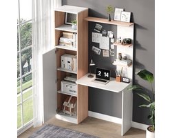 Bureau – Werkplek – Bureautafel – Computerbureau – Kantoormeubel – Metalen Sta Bureau – Met Opbergruimte en Boekenkast – Duurzaam en Ruimtebesparend – Modern Design Zonder Hout