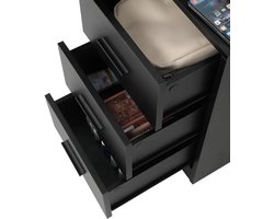 Bureau – Werkplek – Bureautafel – Computertafel – Meubel – Modern Design – 5 Lades & Spiegel – Glazen Blad 101x40x143 cm