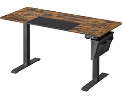 Bureau werktafel vergadertafel met opbergvak, elektrisch verstelbaar in 4 hoogtes, geschikt voor vergaderruimte, kantoor en studio, 60 x 140 x 72-120 cm, bruin + zwart.