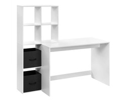 Bureau - Witte Computer Tafel - Boekenkast - Kantoor - Studiekamer - Kinderkamer - 140.5x134x50cm - Tafel - Make-up Tafel - Wit