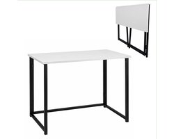 Bureau - wit/zwart - MDF en metaal - 80 x 40 x 74 cm - opvouwbaar