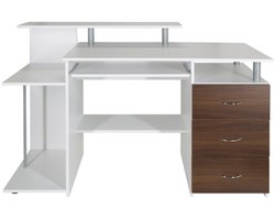 Bureau WORKSPACE H IV 137 x 60 cm met standcontainer wit / walnoot hjh OFFICE