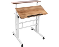 Bureau - Zit sta bureau - Ergonomisch werken - In hoogte verstelbaar - 60 x 60 cm - Licht hout