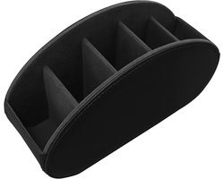 Bureaublad Opbergdoos - Afstandsbediening Opbergdoos - Leer - Cosmetische Opbergdoos - met 5 Compartimenten - voor TV-afstandsbediening, Verwarmingscontrollers, Mediaspeler, Make-upborstel - 20*10.5*10.2cm - Zwart
