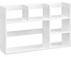 Bureaublad opbergrek, displayrek, boekenrek met 6 open opbergvakken. Stevig en duurzaam houten frame, stijlvol en eenvoudig ontwerp. Geschikt voor diverse bureaus. 80 x 20 x 50 cm, Wit