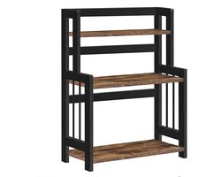 Bureaublad opbergrek kruidenrek met 3 opbergniveaus stevig en duurzaam bamboe frame houdt bureau en werkruimte netjes en geordend geschikt voor kantoor eetkamer keuken en studeerkamer 41 x 18 x 53 cm bruin+zwart