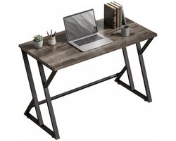 Bureau/computertafel 120x60cm - kantoorbureau met Z - vormig metalen onderstel - houtlook - industrieel design voor kantoor - grijs
