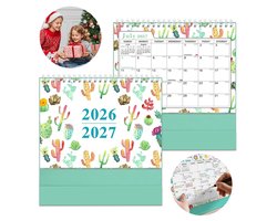Bureaukalender 2026–2027 – Maandkalender (juli 2026 – december 2027) – Staande bureaukalender met omslaande bladen – Dik papier – Bureau-accessoire – Creatieve Engelstalige kalender – Planning en agenda voor op kantoor