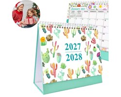 Bureaukalender 2027–2028 (januari 2027 – juni 2028) – Staande omklapbare bureaukalender – Dik papier – Bureau-accessoire – Creatieve Engelstalige kalender – Kantooragenda en planner