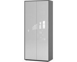 Bureaukast met 2 Deuren in Antraciet en Wit, Moderne Opbergkast voor Kantoor en Thuiskantoor