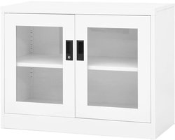 Bureaukast met slot - Archiefkast staal - Veilig documenten opbergen - Gehard glazen deuren